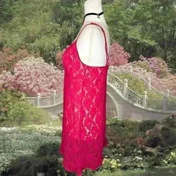 Y2k 90s Barbie Pink Lace Morgan Taylor Slip Size XL - Picture 3 of 7